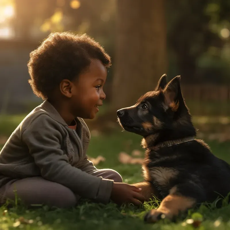 Photorealistic Children Playing With Pets