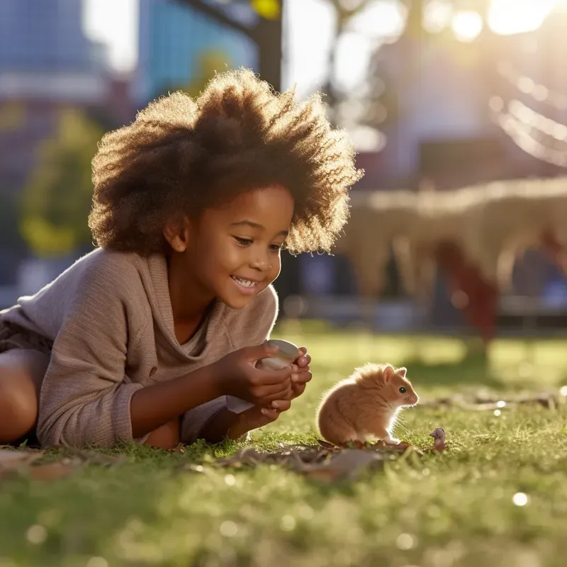 Photorealistic Children Playing With Pets