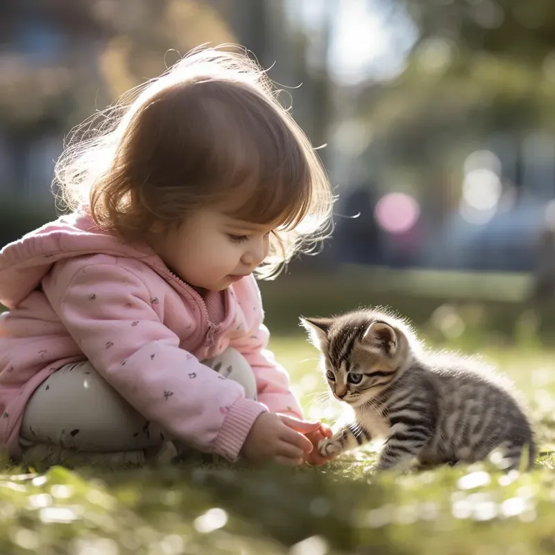 Photorealistic Children Playing With Pets