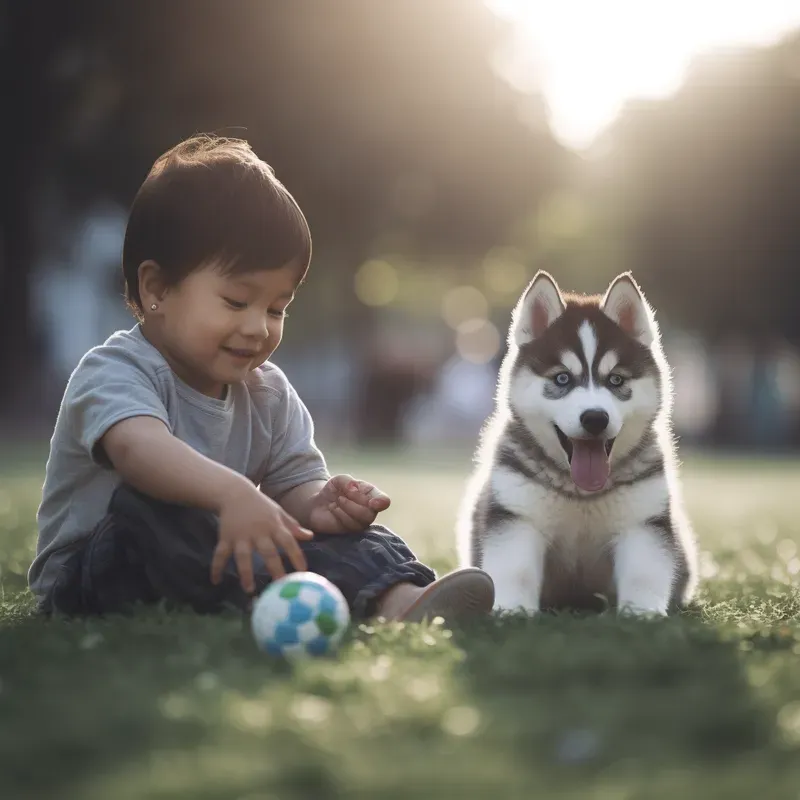 Photorealistic Children Playing With Pets