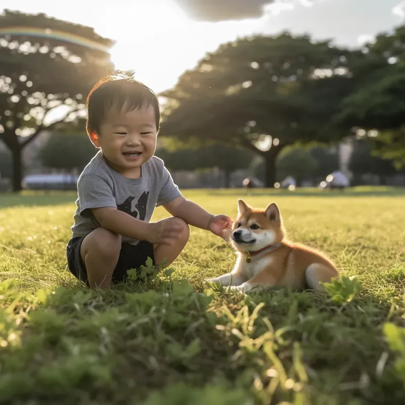 Photorealistic Children Playing With Pets