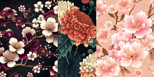 Japanese Floral Flower Patterns generated by midjourney
