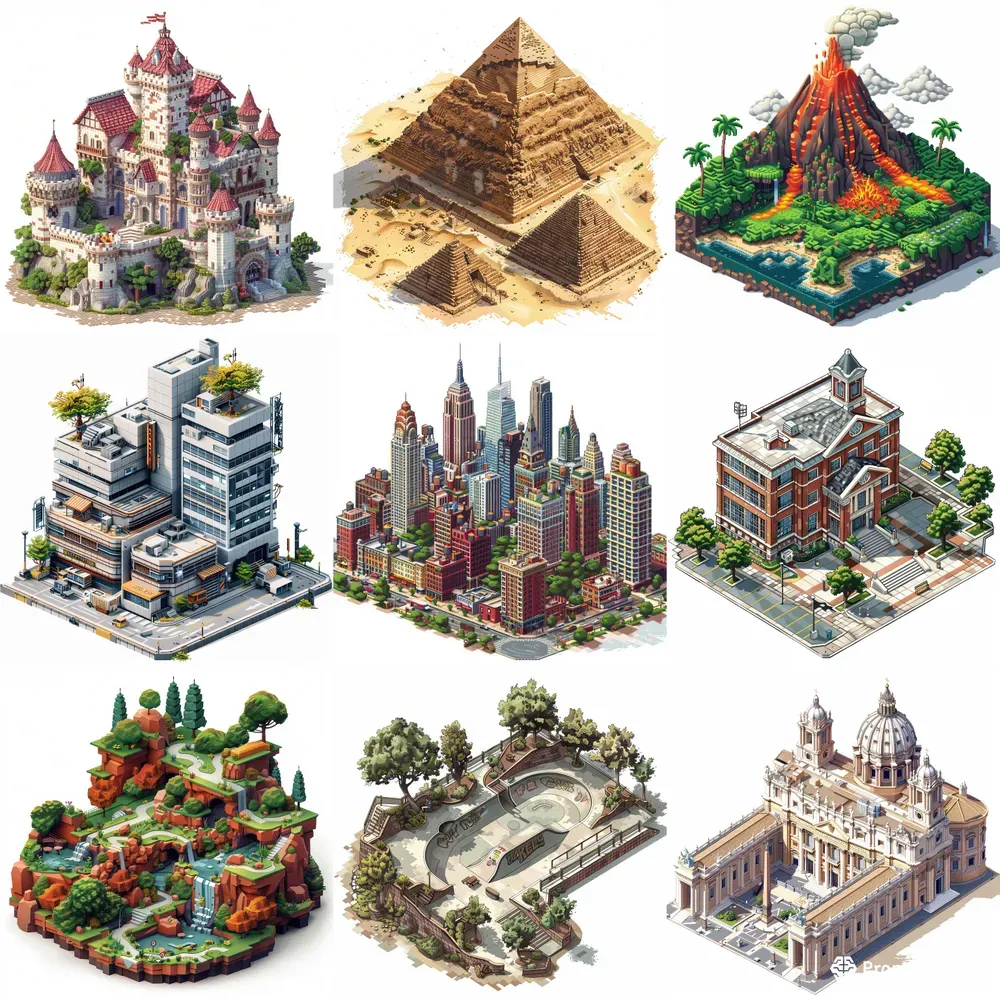 Digital Isometric Pixel Art