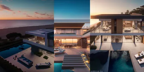 Modern Beach Villas generated by midjourney