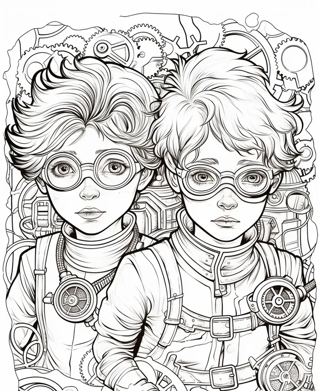 Steampunk Coloring Book Pages