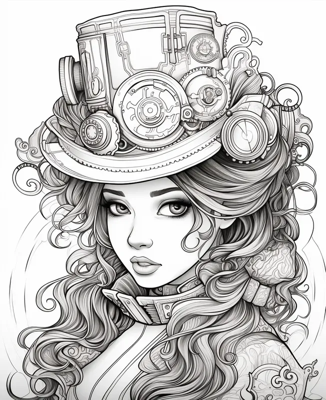 Steampunk Coloring Book Pages