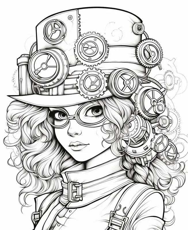 Steampunk Coloring Book Pages