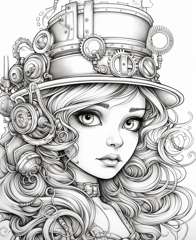 Steampunk Coloring Book Pages