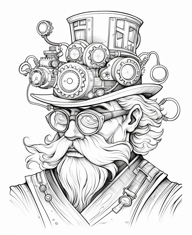 Steampunk Coloring Book Pages