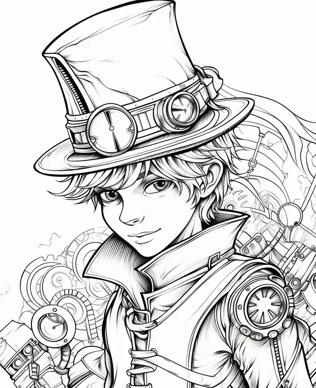 Steampunk Coloring Book Pages