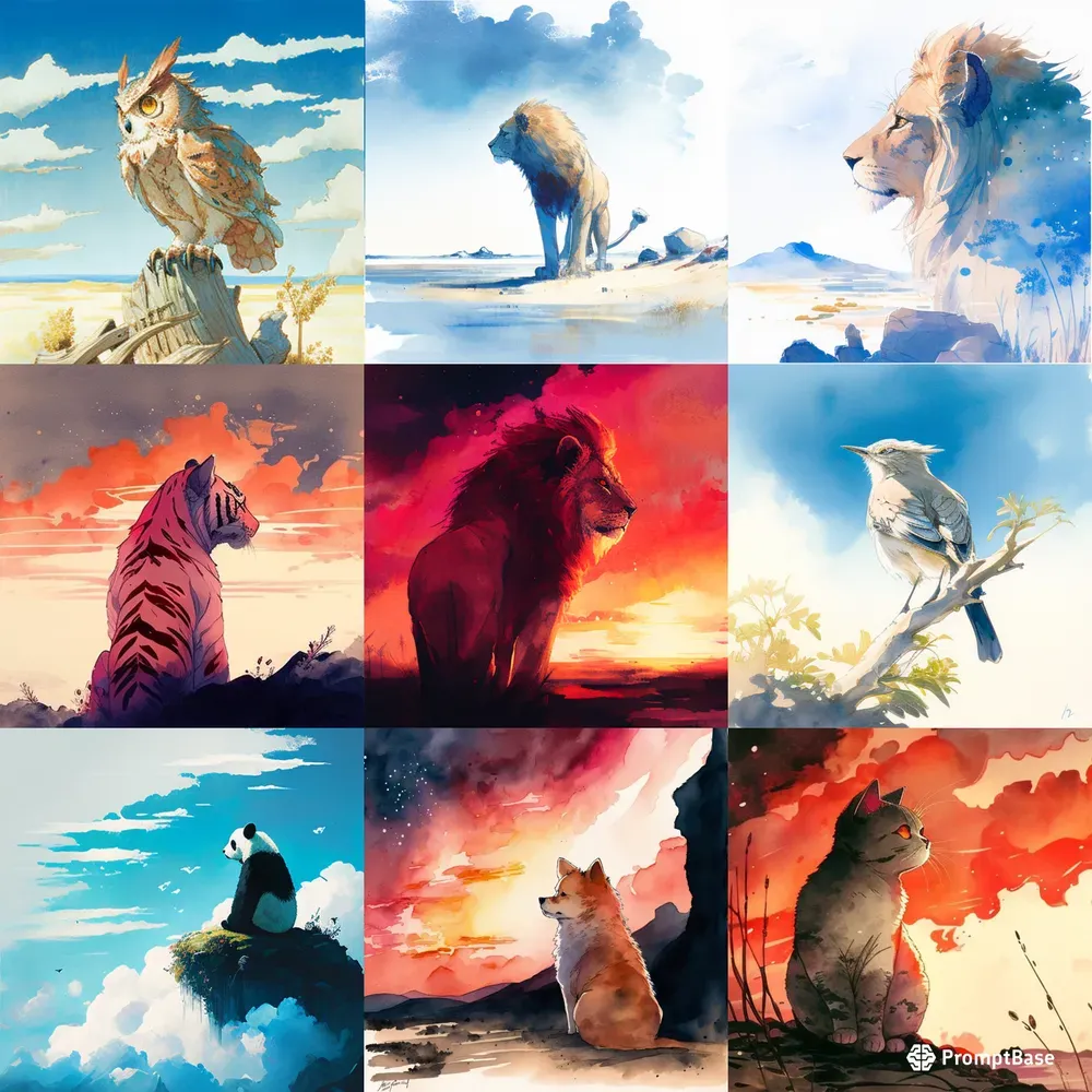 Kawaii Watercolor Animal Illustrations