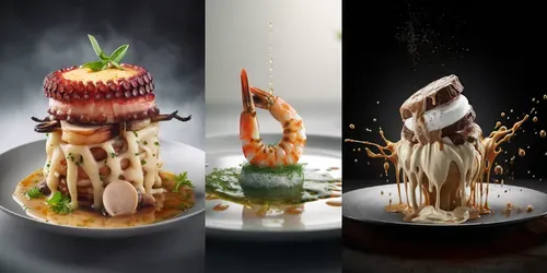 Gourmet Michelin Star Food Photographs generated by midjourney