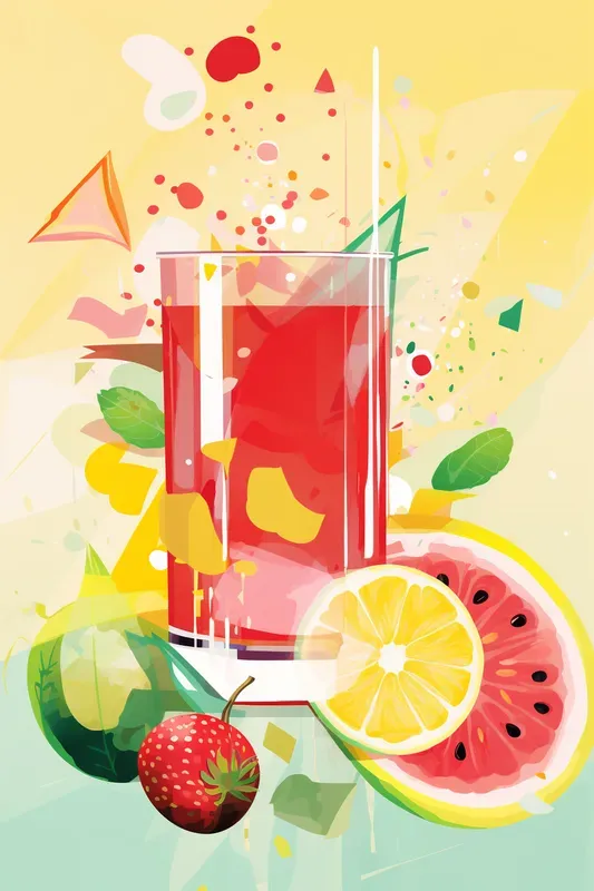 Modern Colorful Fruit And Drinks Posters