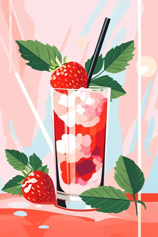 Modern Colorful Fruit And Drinks Posters