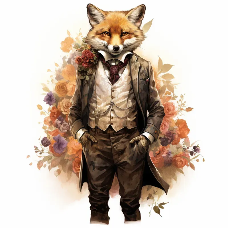 Victorian Animals Watercolor Clip Art