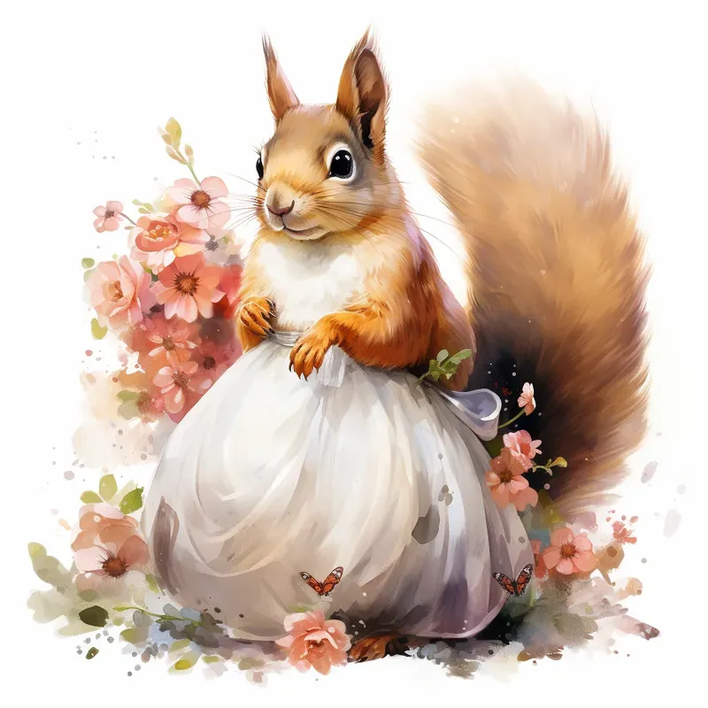 Victorian Animals Watercolor Clip Art