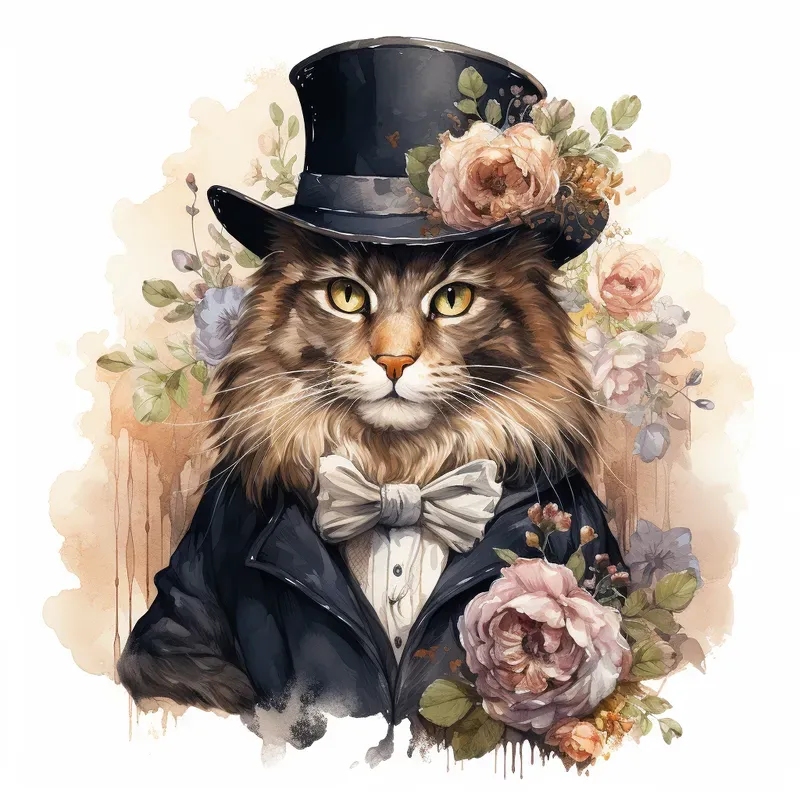 Victorian Animals Watercolor Clip Art