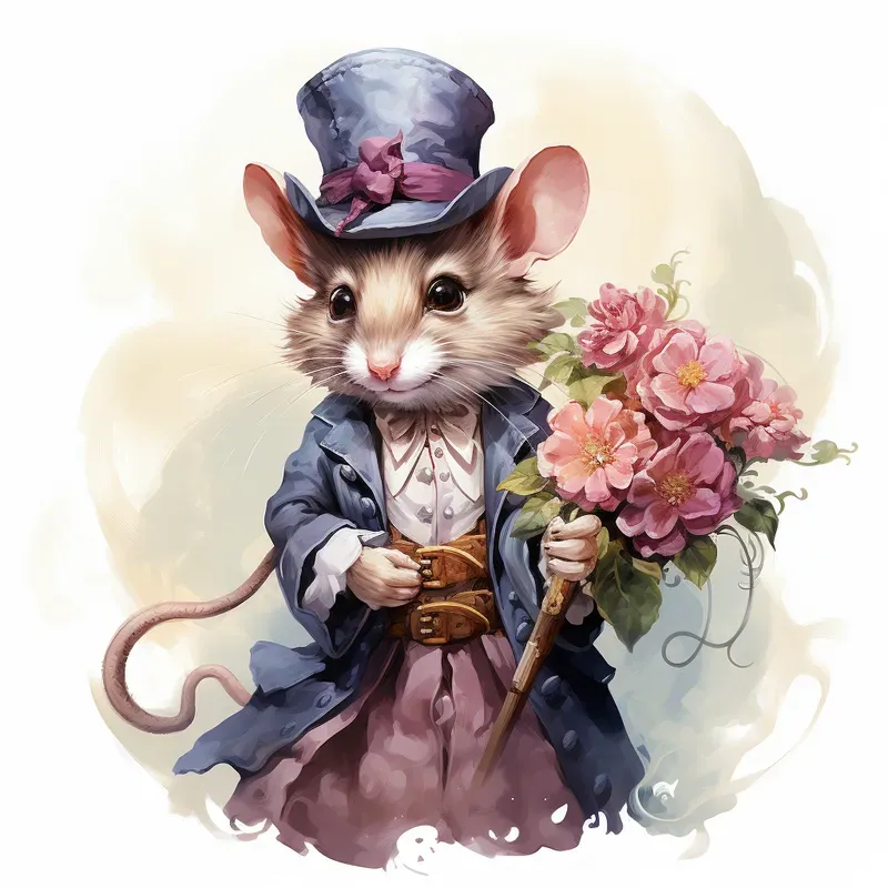 Victorian Animals Watercolor Clip Art