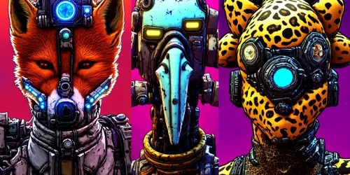 Borderlands Style Animals generated by stable-diffusion