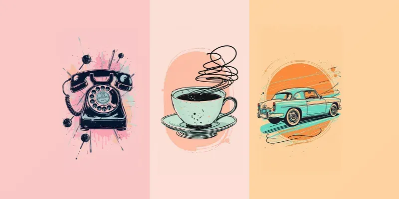Vintage Whimsy Pop Art Pastel Scribbles