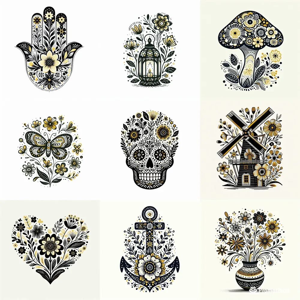 Botanical Folk Art Illustrations