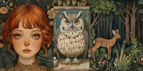 Vintage Storybook Art Scenes generated by midjourney
