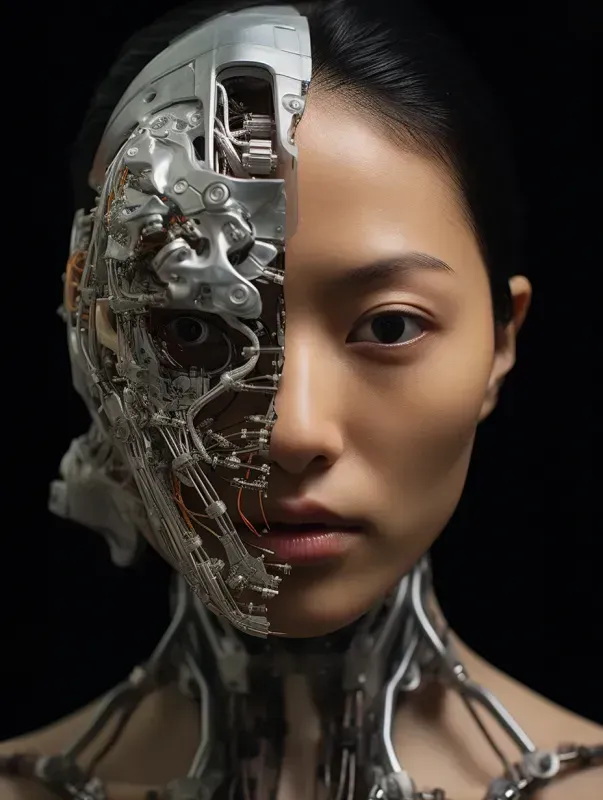Human Robot Face Portrait Any Ethnicity