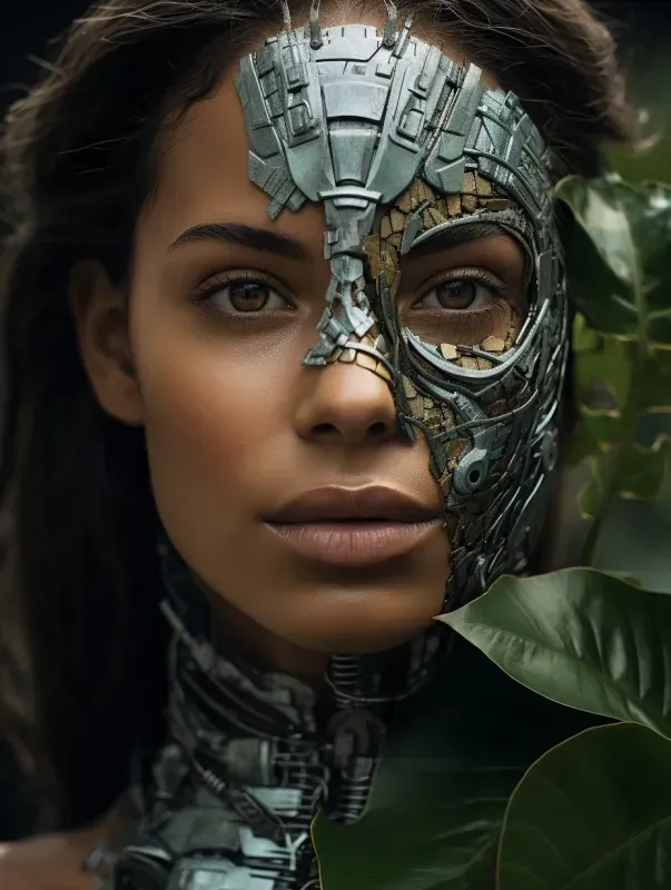 Human Robot Face Portrait Any Ethnicity