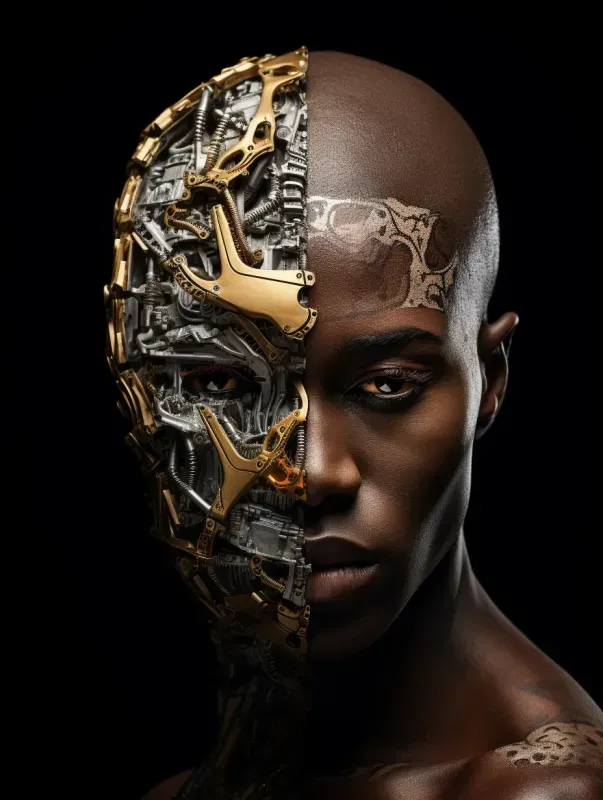 Human Robot Face Portrait Any Ethnicity