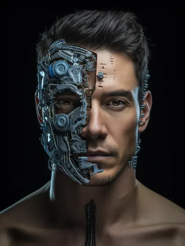 Human Robot Face Portrait Any Ethnicity