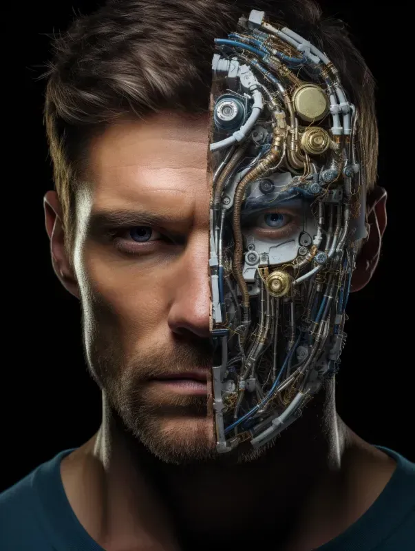 Human Robot Face Portrait Any Ethnicity