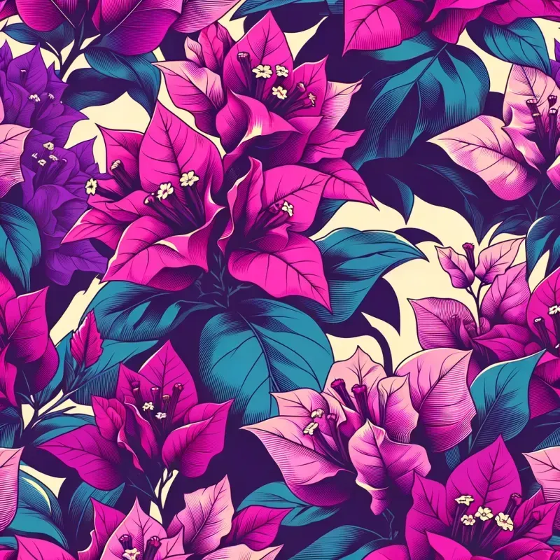Seamless Vintage Tropical Floral Patterns