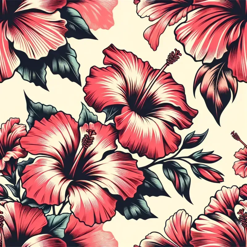Seamless Vintage Tropical Floral Patterns