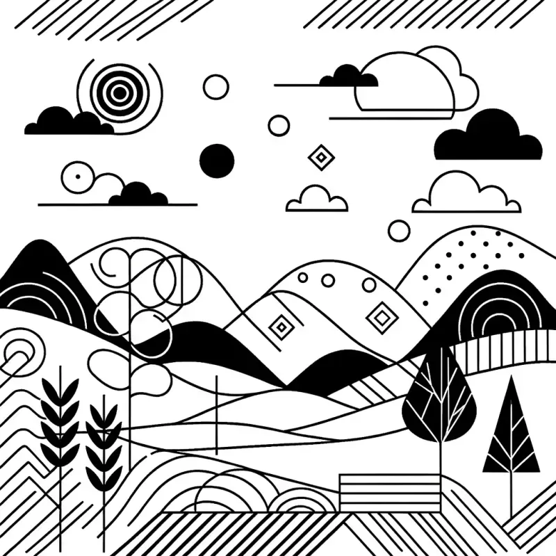 Minimalist Flowing Lines Coloring Pages