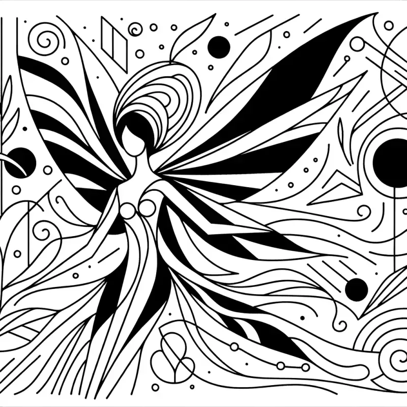 Minimalist Flowing Lines Coloring Pages