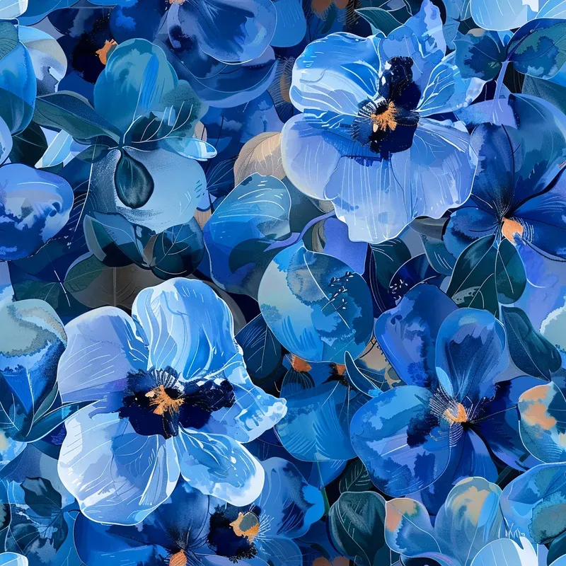 Seamless Artistic Floral Painting Patterns