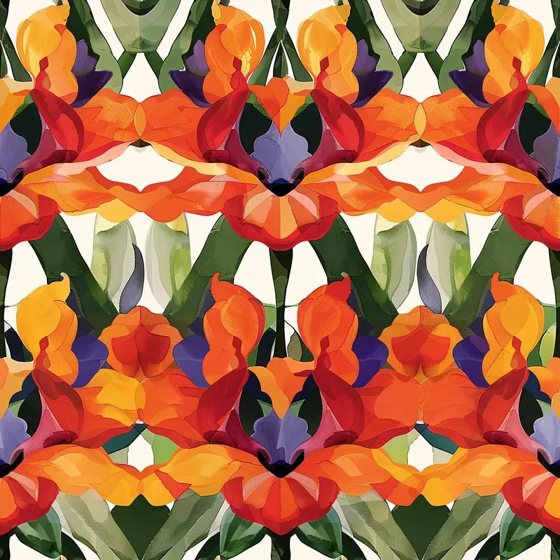 Seamless Artistic Floral Painting Patterns