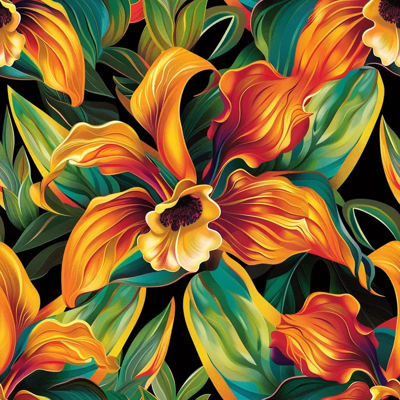 Seamless Artistic Floral Painting Patterns