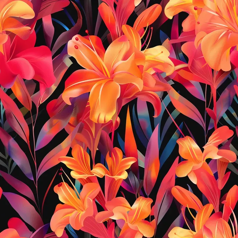 Seamless Artistic Floral Painting Patterns