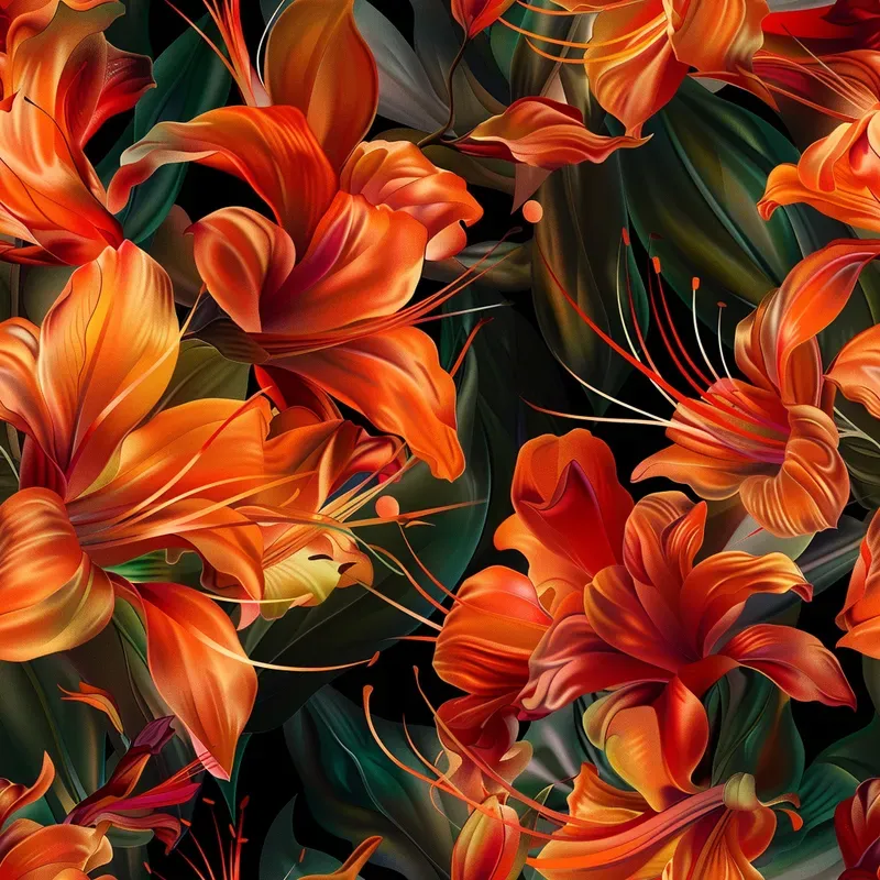 Seamless Artistic Floral Painting Patterns