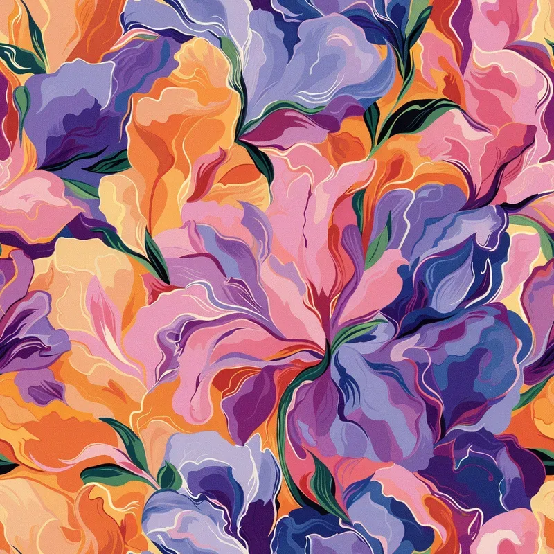 Color Field Floral Seamless Patterns