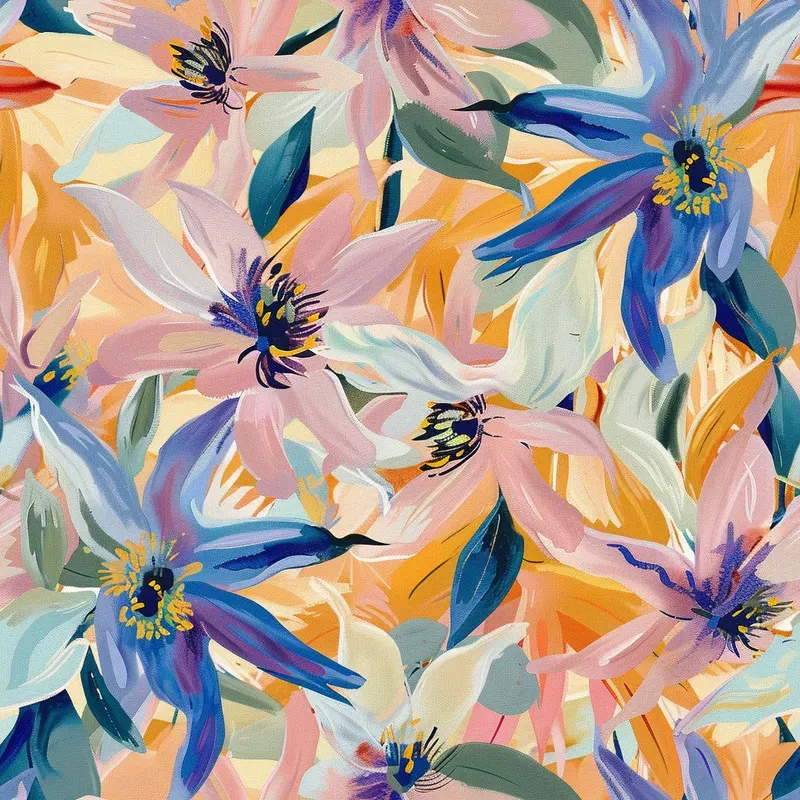 Color Field Floral Seamless Patterns