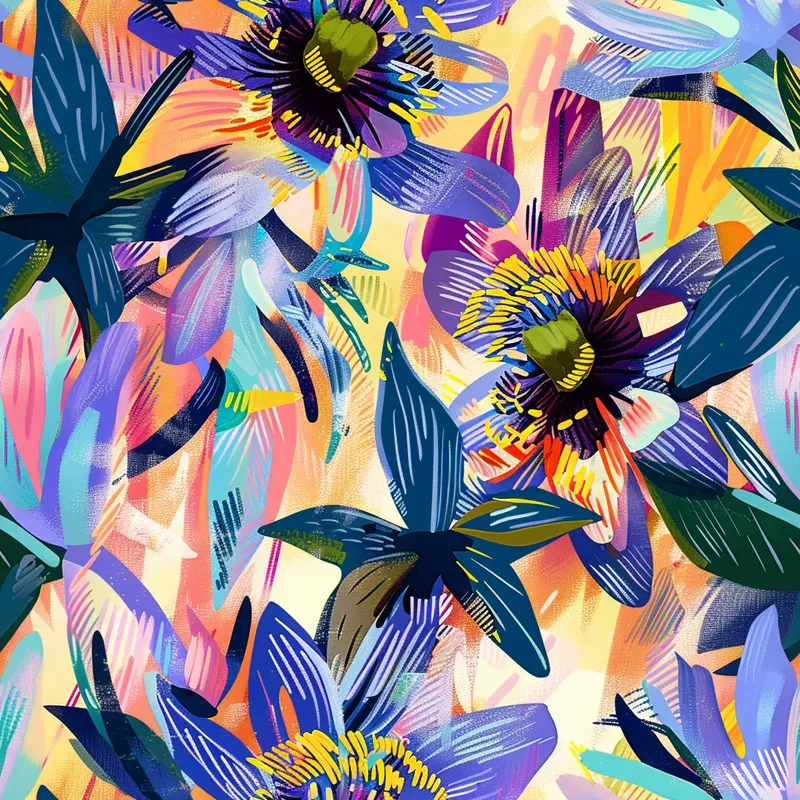 Color Field Floral Seamless Patterns