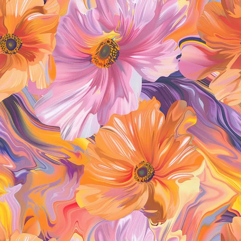 Color Field Floral Seamless Patterns
