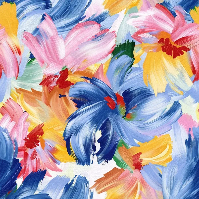 Color Field Floral Seamless Patterns