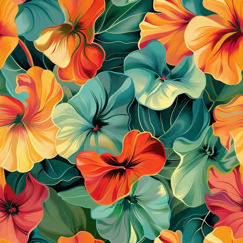 Color Field Floral Seamless Patterns