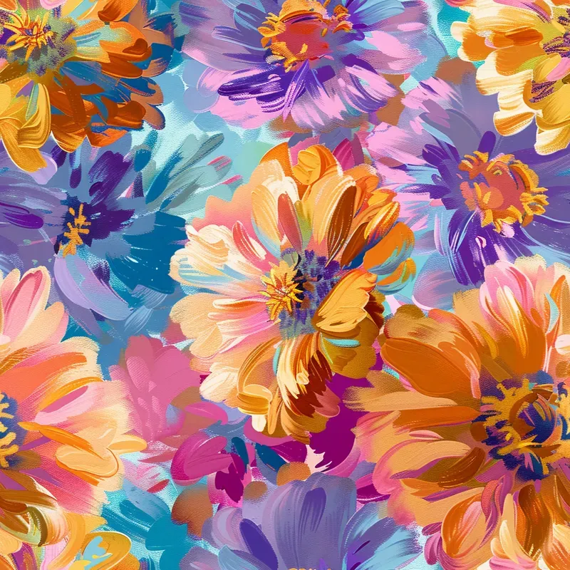 Color Field Floral Seamless Patterns