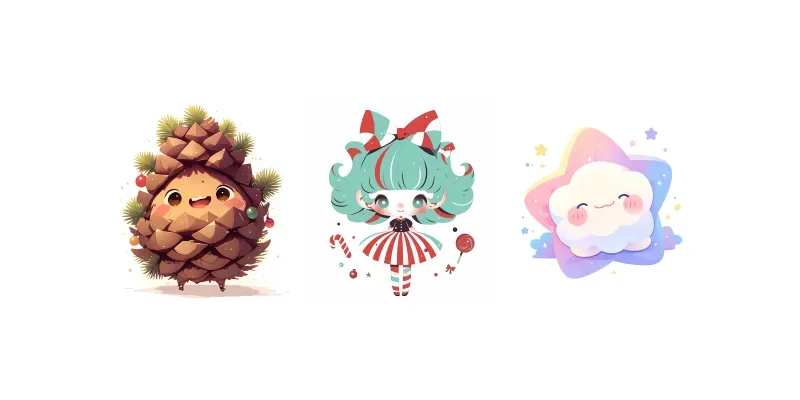 Vibrant Cartoonish Enchanted Cliparts generated by undefined
