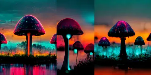 Magic Mushoom Landscapes generated by midjourney