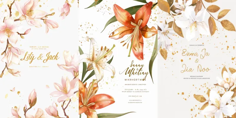 Watercolor Flowers Wedding Invitations